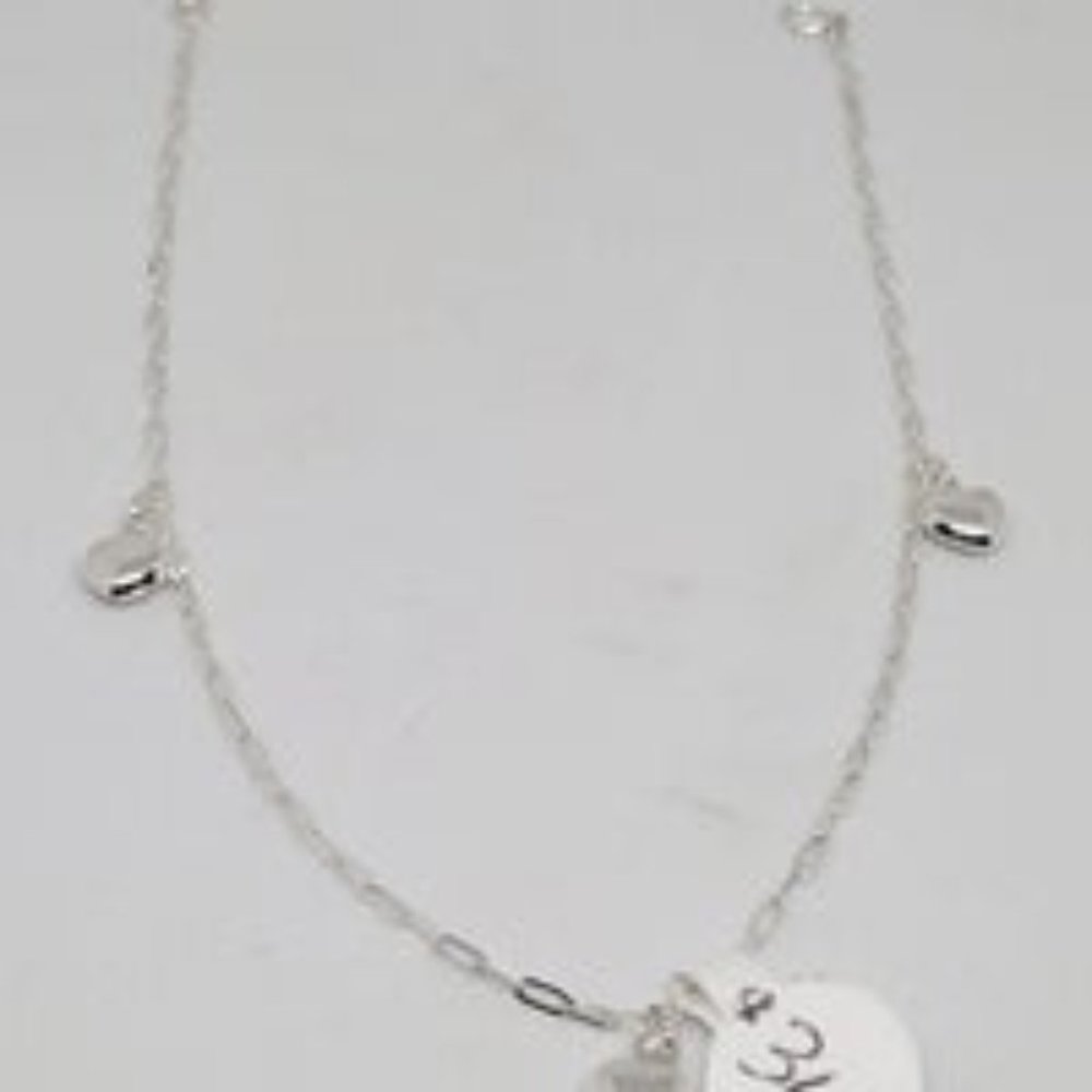 Real .925 Sterling Silver Heart Anklet